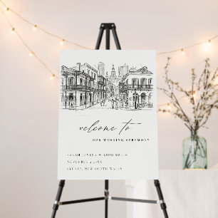 New Orleans Louisiana Sketch Wedding Welcome Foam Board