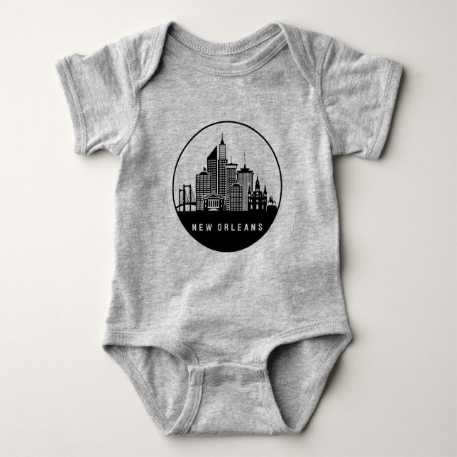 New Orleans Louisiana Skyline Baby Bodysuit (Front)
