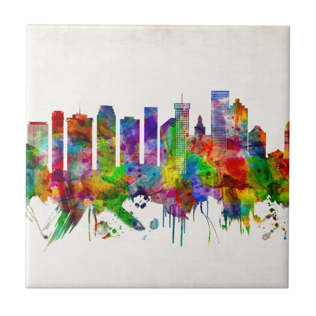 New Orleans Louisiana Skyline Ceramic Tile (Front)