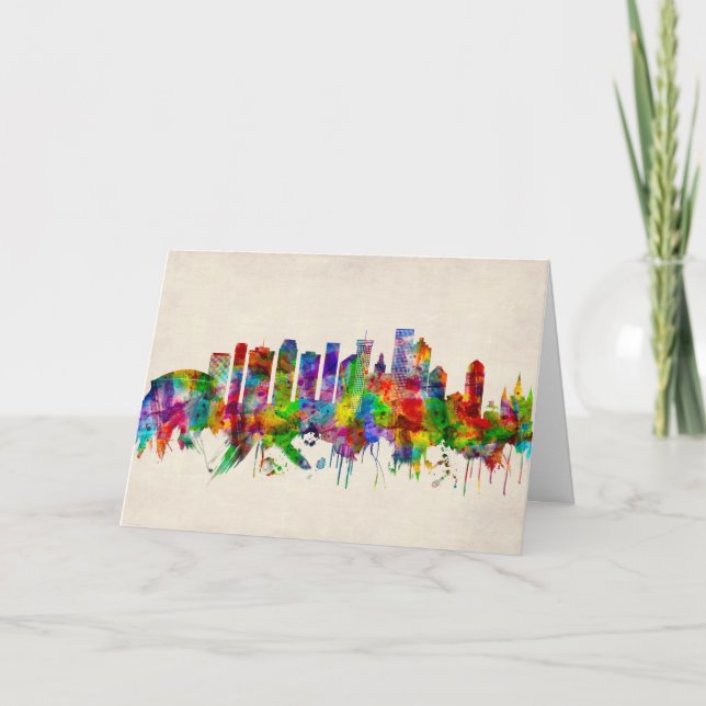 New Orleans Louisiana Skyline Holiday Card (Front)