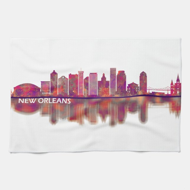 New Orleans Louisiana Skyline Kitchen Towel (Horizontal)