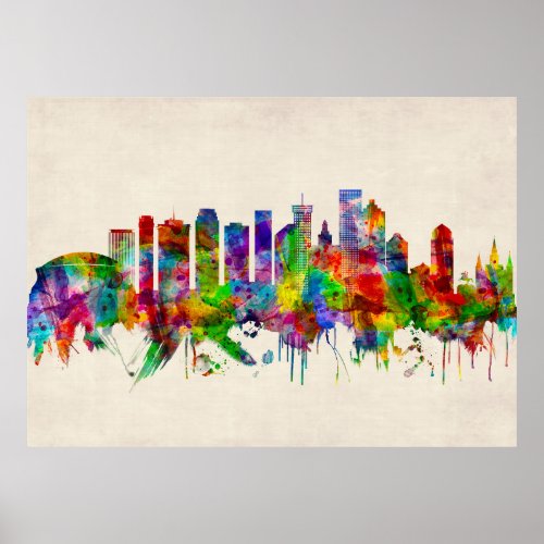 New Orleans Louisiana Skyline Poster