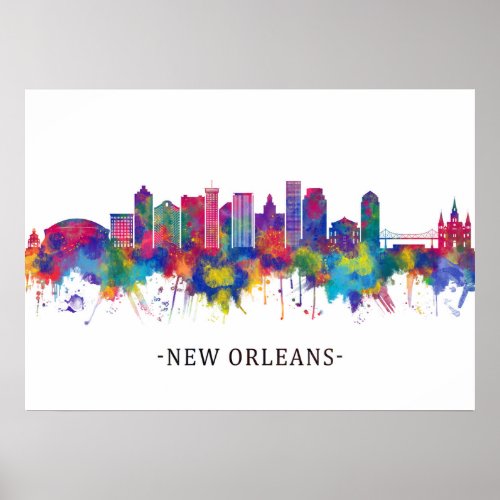 New Orleans Louisiana Skyline Poster