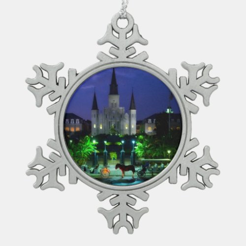 New Orleans Louisiana Snowflake Pewter Christmas Ornament