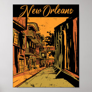 New Orleans Louisiana Souvenir Bourbon Street Poster
