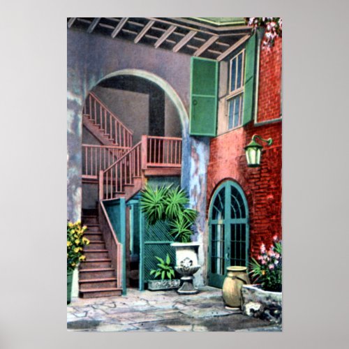 New Orleans Louisiana Spanish Courtyard 1920 Poster