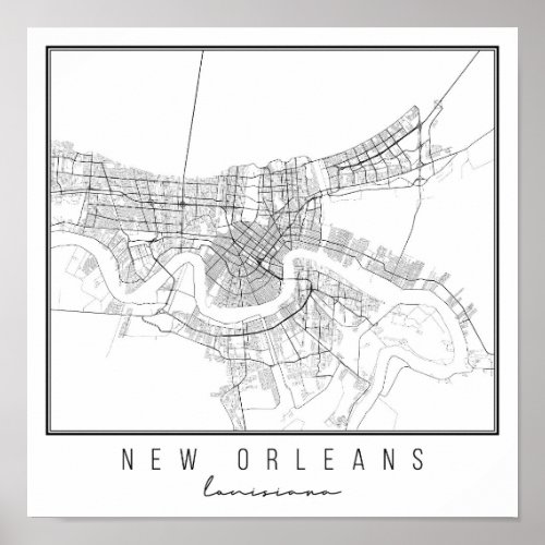 New Orleans Louisiana Street Map Poster