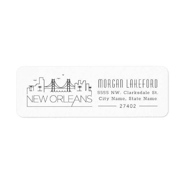 New Orleans, Louisiana Stylized Skyline | Label (Front)