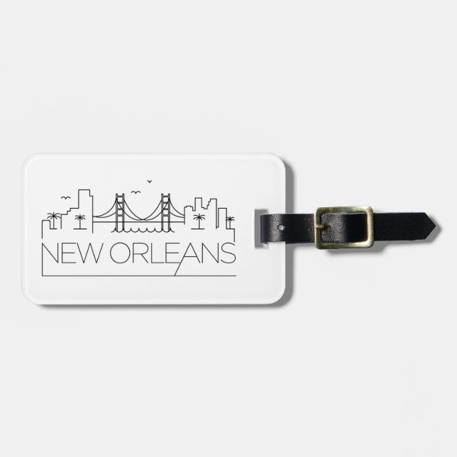 New Orleans, Louisiana Stylized Skyline  Luggage Tag (Front Horizontal)