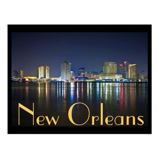 New Orleans, Louisiana / The Big Easy at night. Postcard