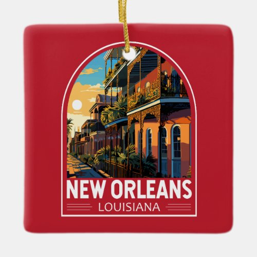 New Orleans Louisiana Travel Art Vintage Ceramic Ornament