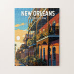 New Orleans Louisiana Travel Art Vintage Jigsaw Puzzle<br><div class="desc">New Orleans retro vector travel design. Nicknamed the "Big Easy, " it's known for its round-the-clock nightlife,  vibrant live-music scene and spicy,  singular cuisine reflecting its history as a melting pot of French,  African and American cultures.</div>