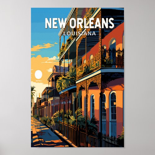 New Orleans Louisiana Travel Art Vintage Poster