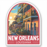 New Orleans Louisiana Travel Art Vintage Sticker<br><div class="desc">New Orleans retro vector travel design. Nicknamed the "Big Easy, " it's known for its round-the-clock nightlife,  vibrant live-music scene and spicy,  singular cuisine reflecting its history as a melting pot of French,  African and American cultures.</div>
