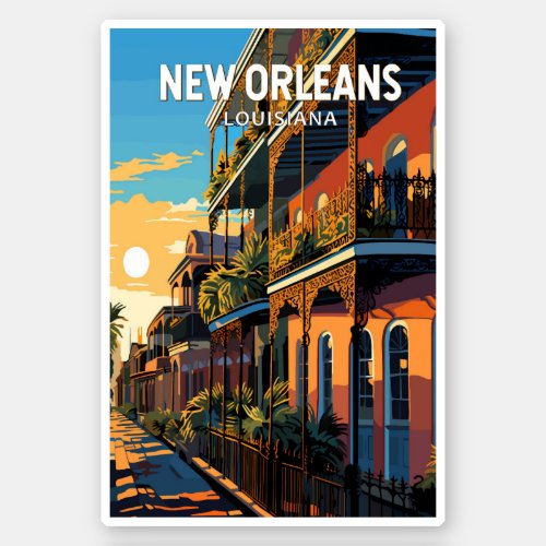 New Orleans Louisiana Travel Art Vintage Sticker