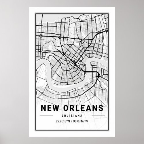 New Orleans Louisiana USA Cities Travel City Map Poster