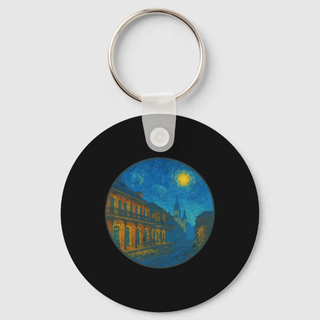 New Orleans Louisiana - Van Gogh Starry Night Styl Keychain (Front)