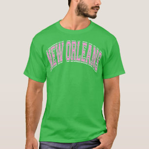 New Orleans Louisiana Varsity Style Pink Text T-Shirt