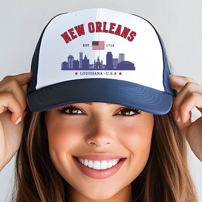 New Orleans Louisiana Vintage Skyline Hat (Creator Uploaded)