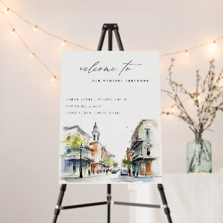 New Orleans Louisiana Watercolor Wedding Welcome Foam Board