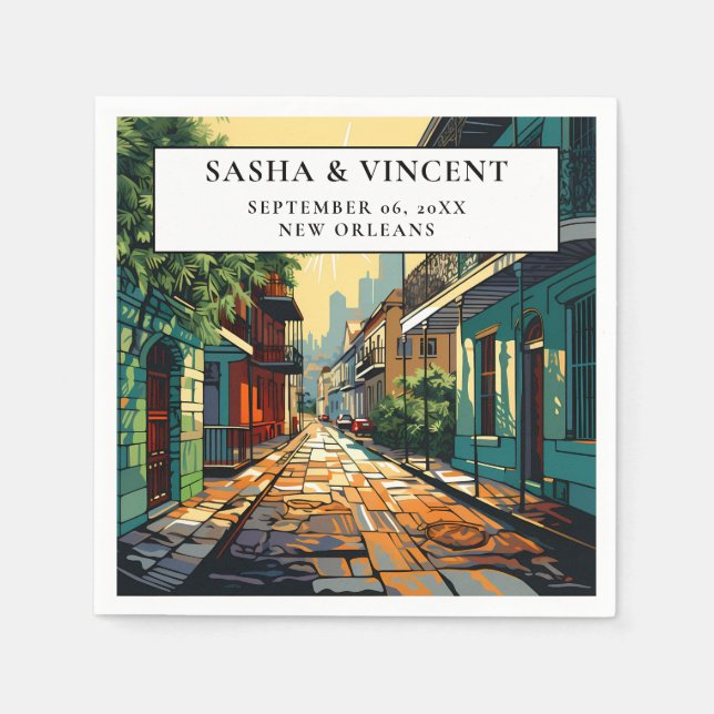 New Orleans Louisiana Wedding Retro Napkins (Front)