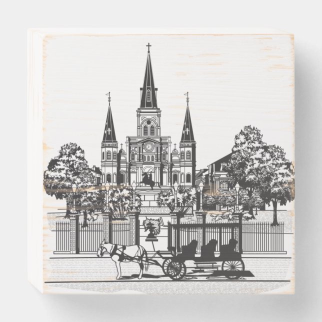 New Orleans, Louisiana Wooden Box Sign (Front Horizontal)