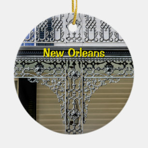 New Orleans, Louisiana, Wrought Iron & Cemetary Ceramic Ornament