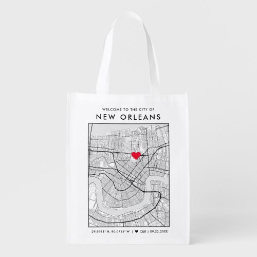 New Orleans Love Locator City Map Wedding Welcome Grocery Bag