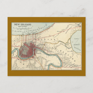 New Orleans Map 1900 Postcard