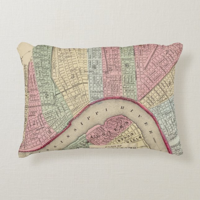 New Orleans Map by Mitchell Accent Pillow (Front)