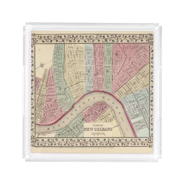 New Orleans Map by Mitchell Acrylic Tray (Front)