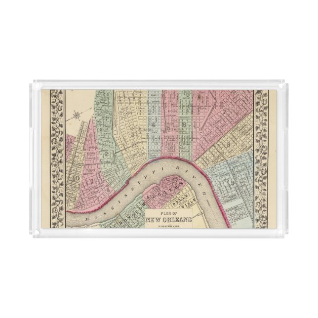 New Orleans Map by Mitchell Acrylic Tray (Front)