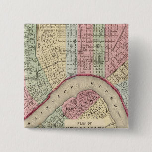 New Orleans Map by Mitchell Pinback Button