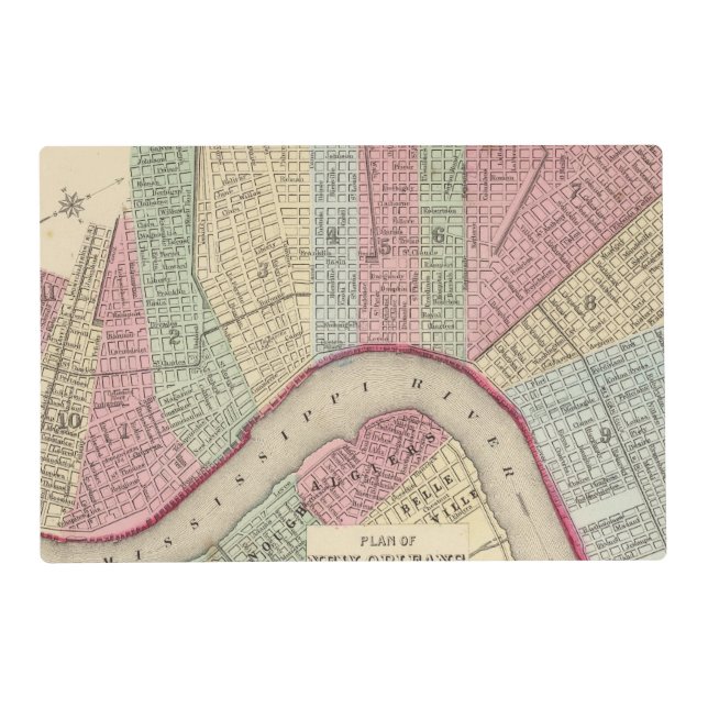 New Orleans Map by Mitchell Placemat (Front)
