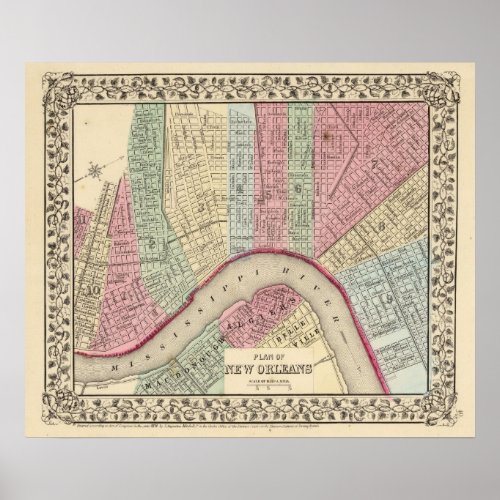 New Orleans Map by Mitchell Poster