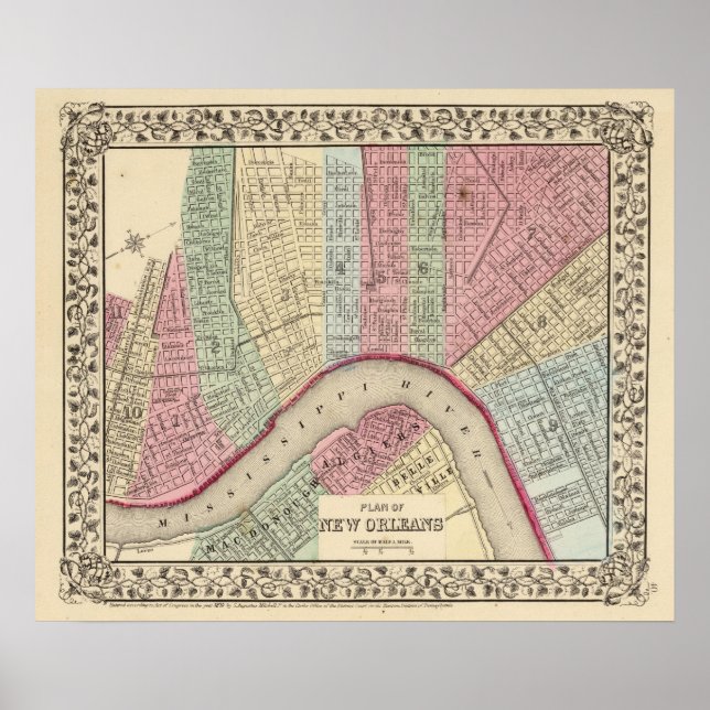 New Orleans Map by Mitchell Poster (Front)