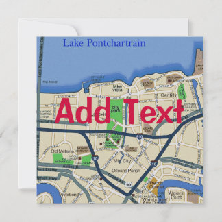 New Orleans Map edit text, party Invitation
