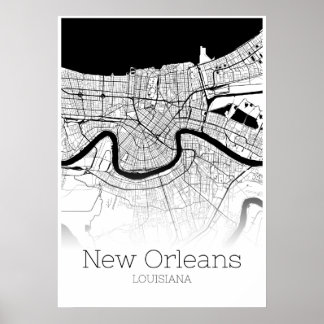 New Orleans Map - Louisiana - City Map Poster