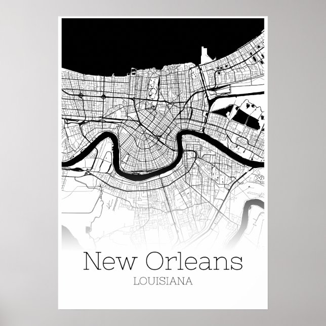 New Orleans Map - Louisiana - City Map Poster (Front)