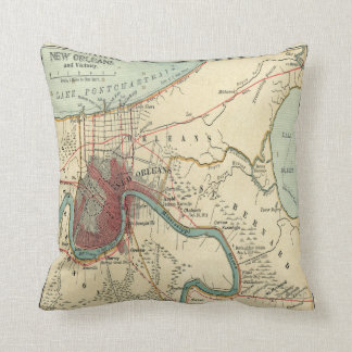 New Orleans Map Throw Pillow
