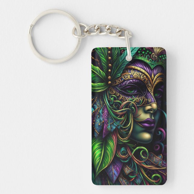 New Orleans Mardi Gras Abstract Art Keychain (Front)