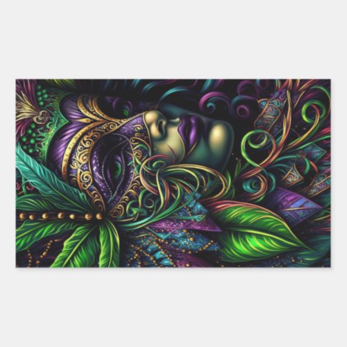 New Orleans Mardi Gras Abstract Art Rectangular Sticker