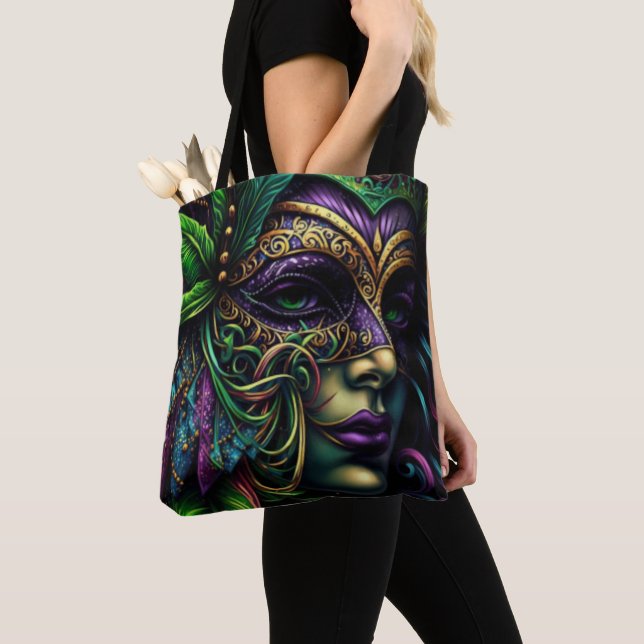 New Orleans Mardi Gras Abstract Art Tote Bag (Close Up)