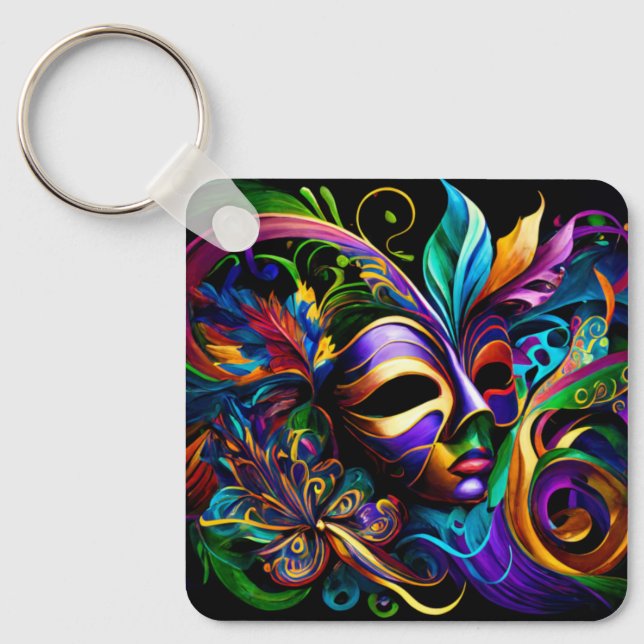 New Orleans Mardi Gras Art Keychain (Front)