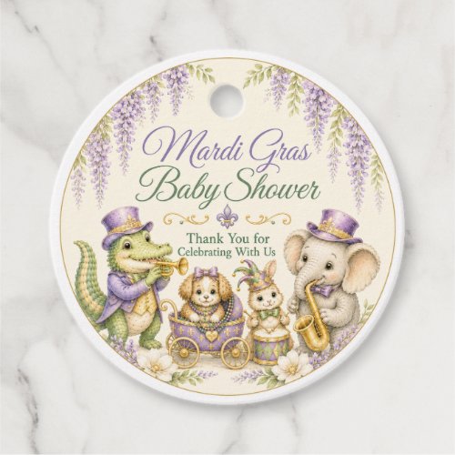 New Orleans Mardi Gras Baby Shower Favor Tags