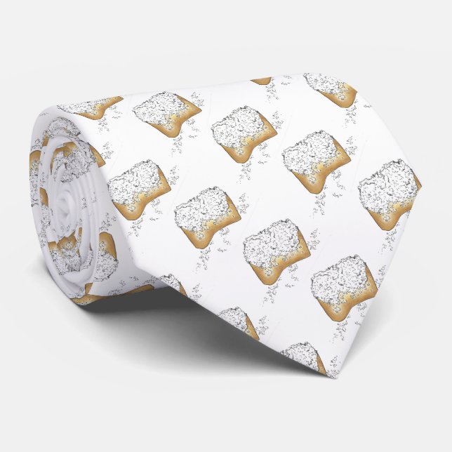 New Orleans Mardi Gras Beignet Pastry Louisiana Neck Tie (Rolled)