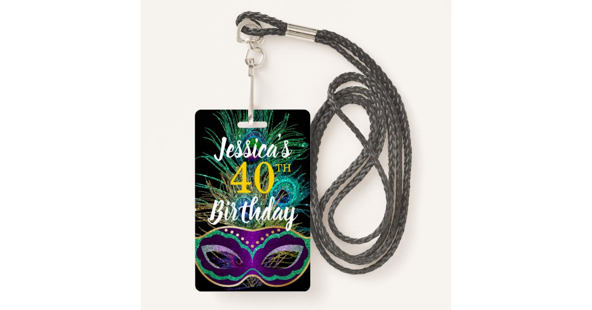 New Orleans Mardi Gras Birthday Buy Drink QR code Badge | Zazzle