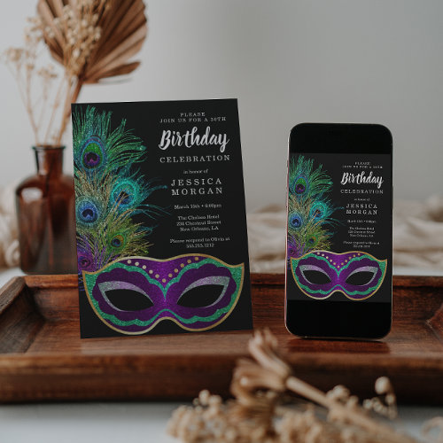 New Orleans Mardi Gras Birthday Party Invitation