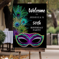 New Orleans Mardi Gras Birthday Party Welcome Sign