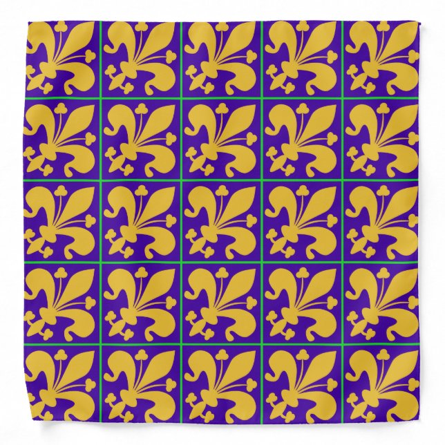 New Orleans Mardi Gras Fleur de Lis Bandana (Front)